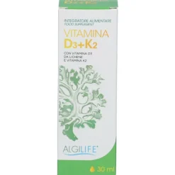 Algilife Vitamina D3+K2 Gocce Integratore per le Ossa 30ml