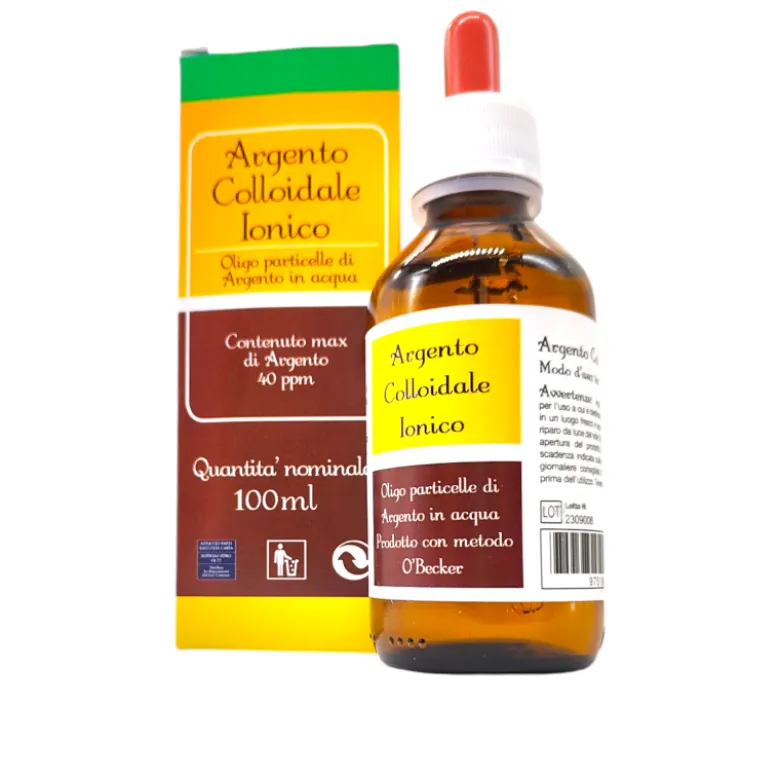 Argento Colloidale Ionico Antibatterico 40ppm 100ml Gocce e Spray