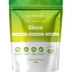 Bears With Benefits Daily Essentials Integrarore di Zinco per Difese Immunitarie 60 Caramelle Gommose Gusto Mirtillo