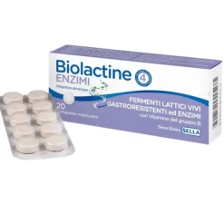 Biolactine Enzimi Integratore Fermenti Lattici Vivi con Vitamine 20 Compresse Masticabili