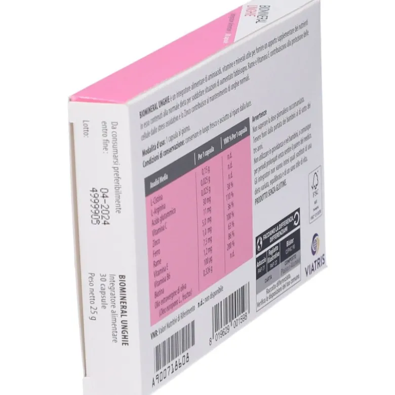 Biomineral Unghie Integratore 30 capsule