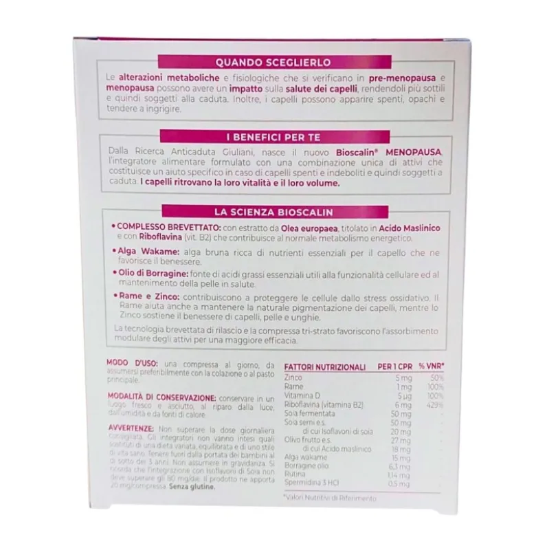 Bioscalin Menopausa Donna Integratore Capelli Voluminosi 60 Compresse