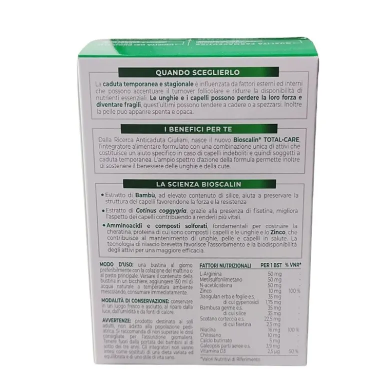 Bioscalin Total Care Verde Integratore Anticaduta Capelli 30 Bustine