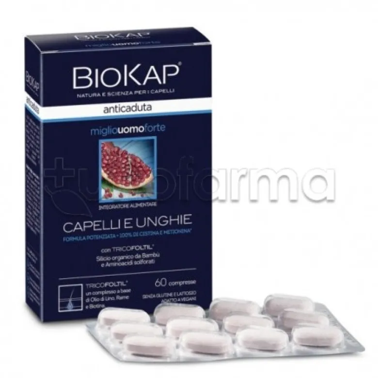 Bios Line Biokap Anticaduta Miglio Uomo Forte Integratore Capelli e Unghie 60 Compresse