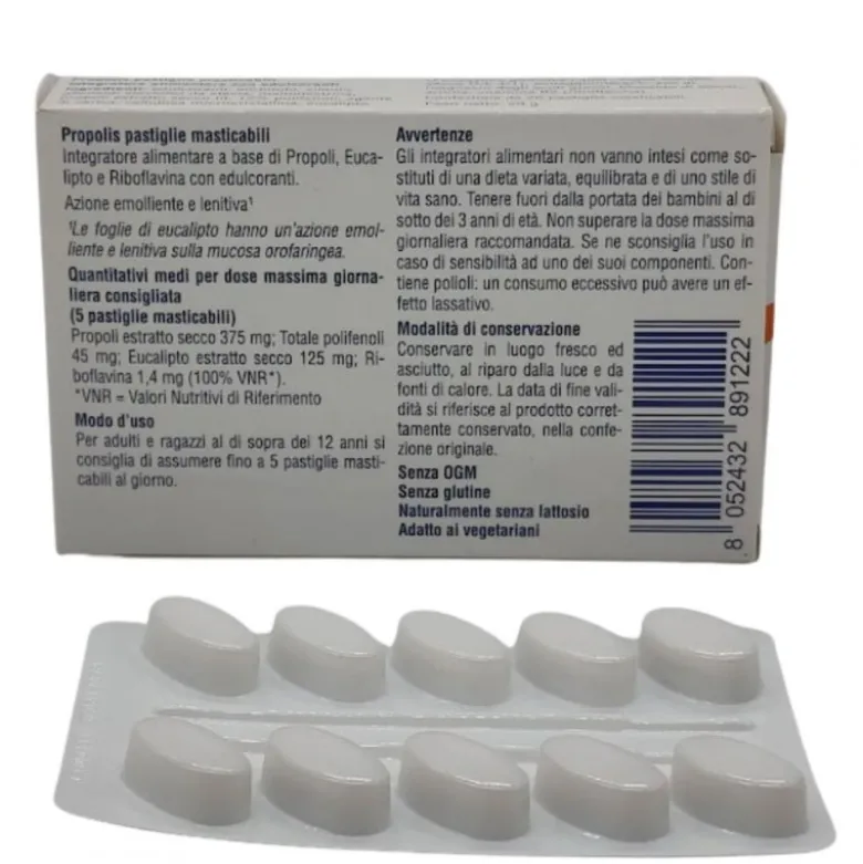 Boiron Propolis Integratore per Gola Pastiglie Masticabili alla Menta 20 Pastiglie