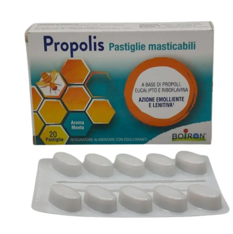 Boiron Propolis Integratore per Gola Pastiglie Masticabili alla Menta 20 Pastiglie