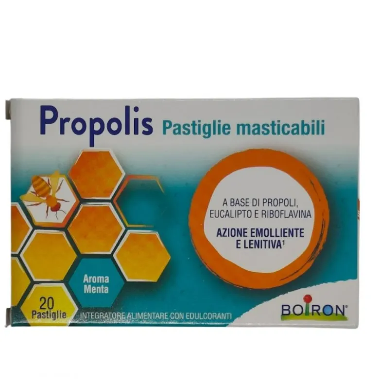Boiron Propolis Integratore per Gola Pastiglie Masticabili alla Menta 20 Pastiglie