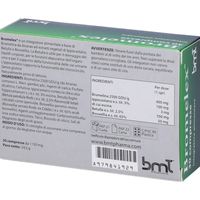 Bromelex per Drenaggio e Microcircolo 30 Compresse