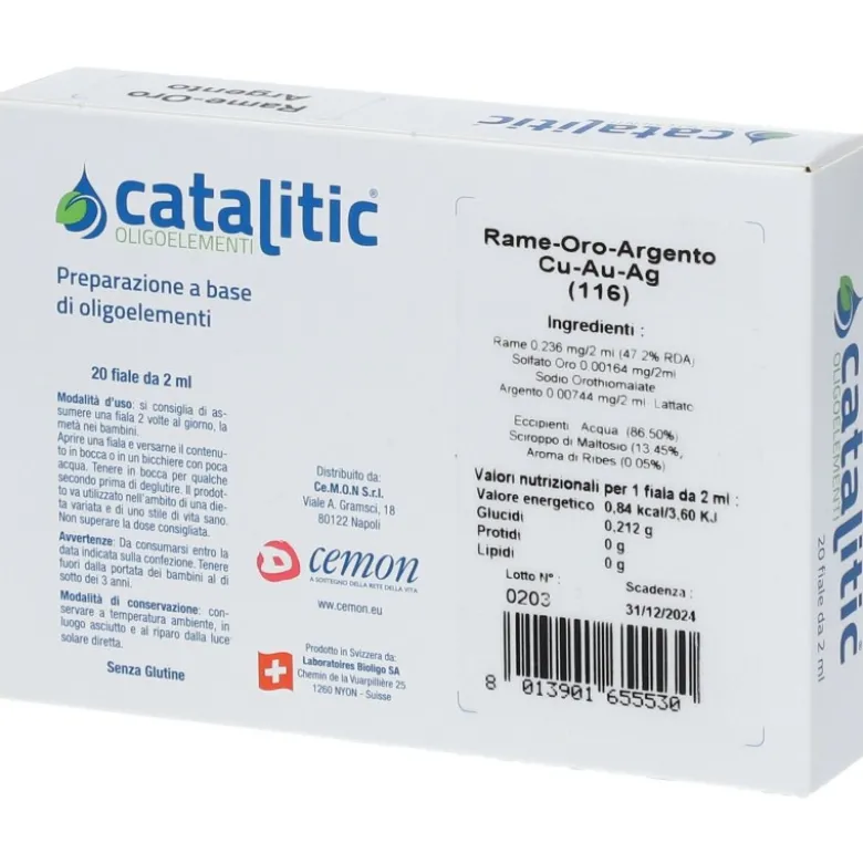 Cemon Catalitic Rame Oro Argento Oligoelementi 20 Fiale