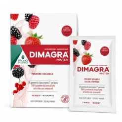 Dimagra Protein Red Fruit per Massa Muscolare 10 Bustine da 22g