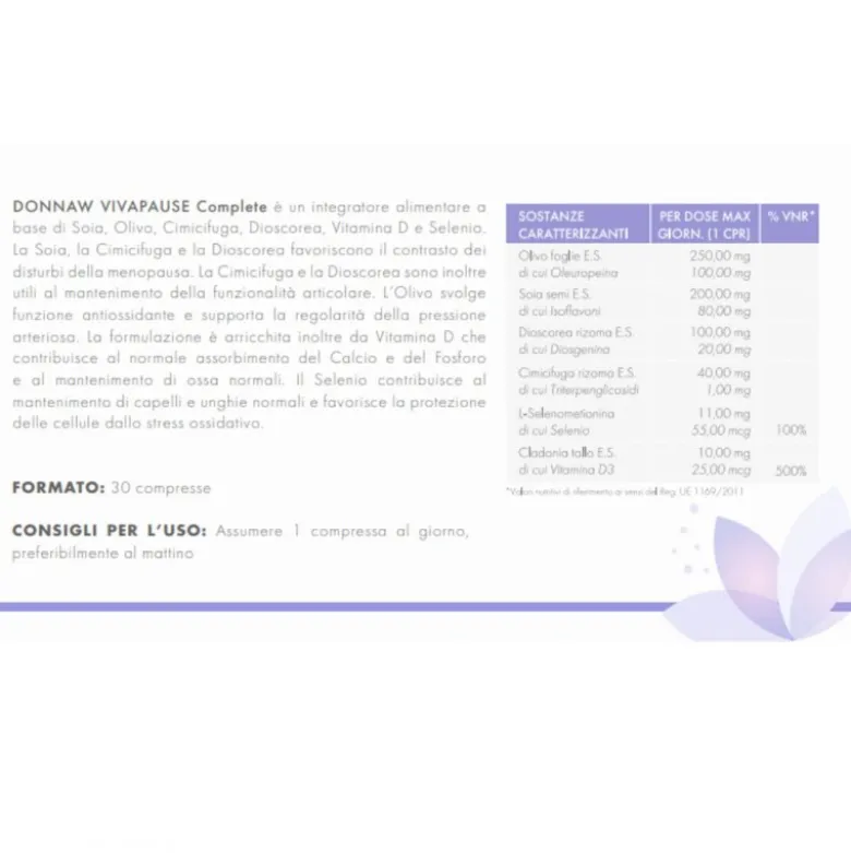 Donna W Vivapause Complete FF Integratore per Menopausa 30 Compresse
