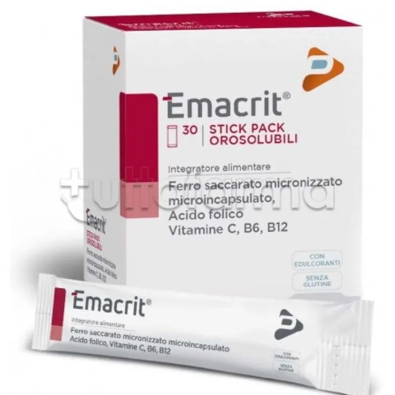 Emacrit Orosolubile Integratore di Ferro 30 Stick