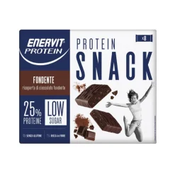Enervit Protein Snack Fondente Low Sugar per Massa Muscolare 8 Barrette da 27 g