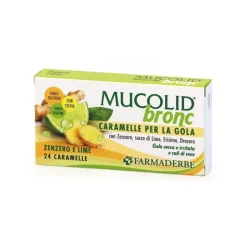 Farmaderbe Mucolid Bronc Zenzero e Lime 24 Caramelle Senza Glutine