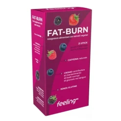 Feeling Ok Fat-Burn Frutti Rossi Integratore Brucia Grassi con Tè Verde e Guaranà 21 Stick da 6 g