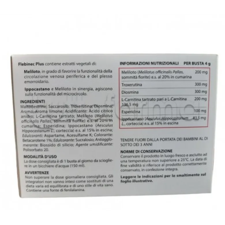Flebinec Plus Integratore per Gambe e Microcircolo 14 Bustine