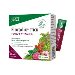 Floradix Integratore di Ferro e Vitamine Gusto Citronella e Lampone 20 Stick