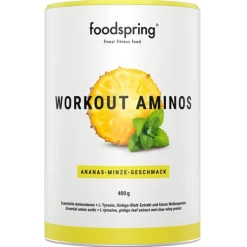 Foodspring Workout Aminos Integratore per Allenamento Gusto Ananas e Menta 400g