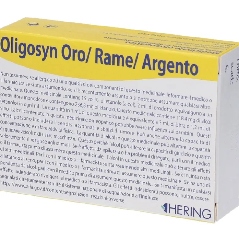 Hering Oligosyn Oro Rame Argento Oligoelementi 15 Fiale da 2ml