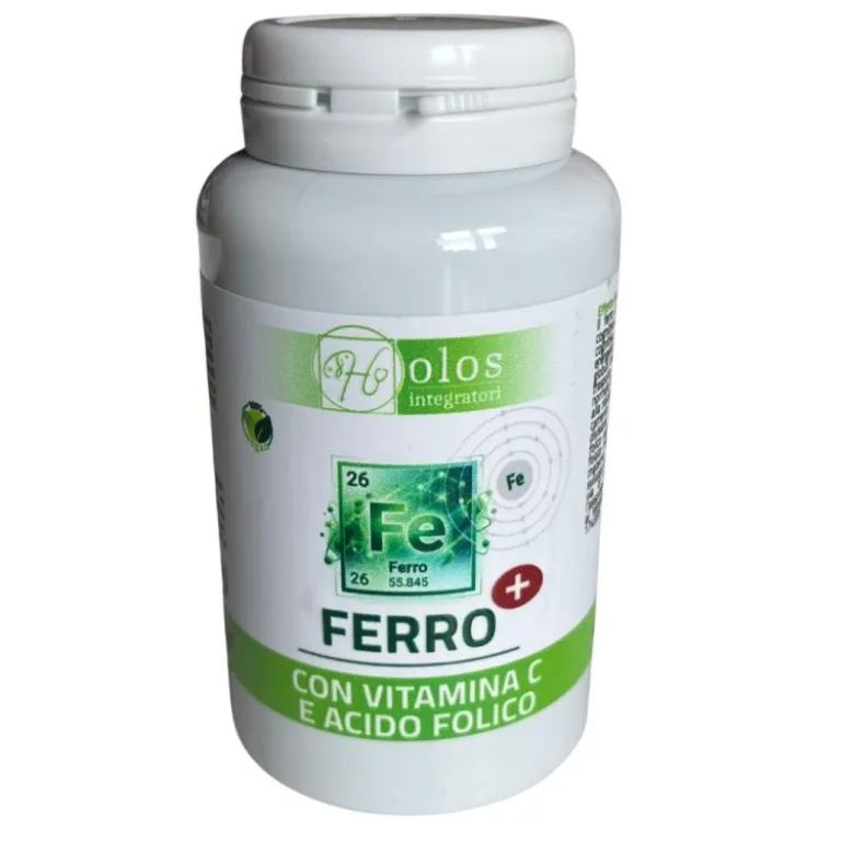Holos Ferro + Integratore Alimentare con Vitamina C e Acido Folico 100 Capsule