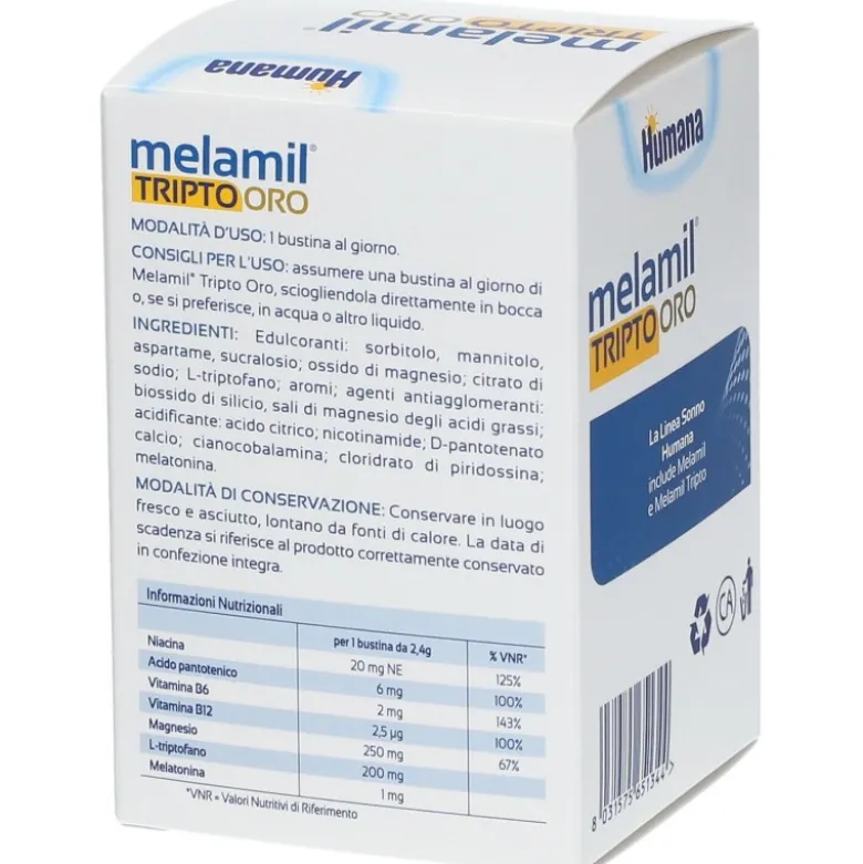 Humana Melamil Tripto Oro Integratore per Sonno dei Bambini 24 Bustine