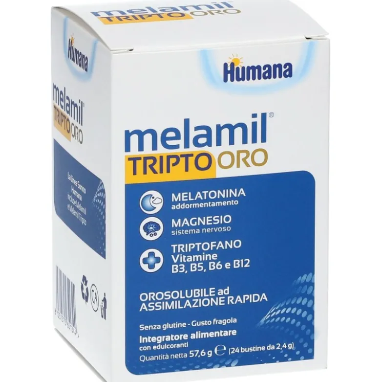 Humana Melamil Tripto Oro Integratore per Sonno dei Bambini 24 Bustine