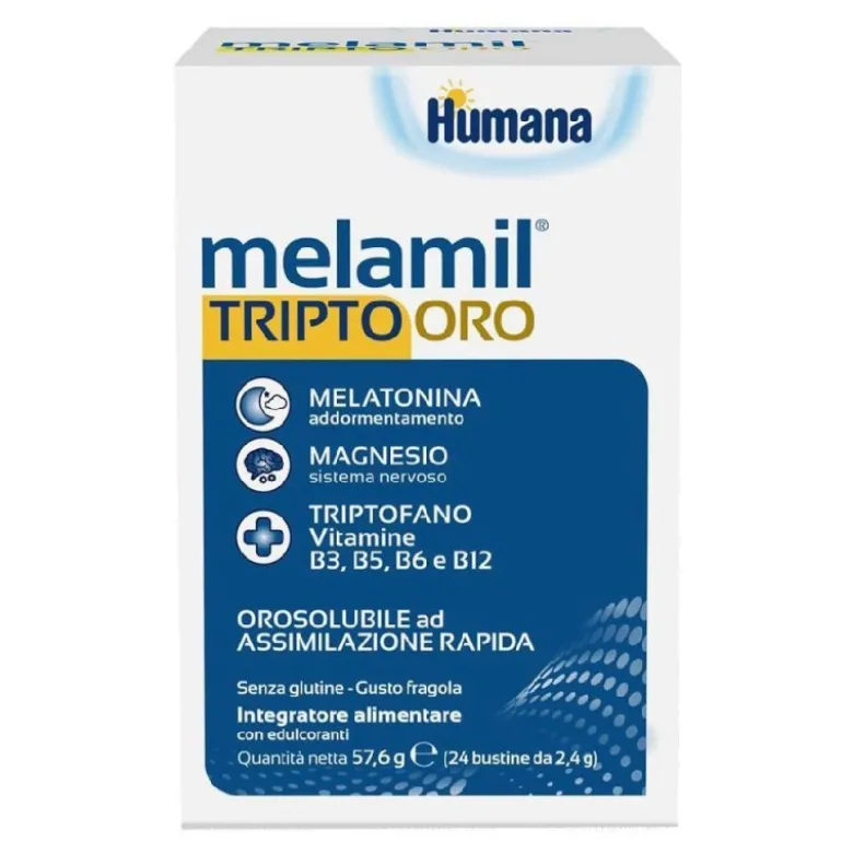 Humana Melamil Tripto Oro Integratore per Sonno dei Bambini 24 Bustine