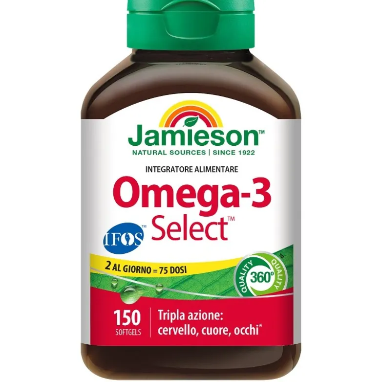 Jamieson Omega 3 Select Ifos Integratore Cervello Occhi e Cuore 150 Softgel