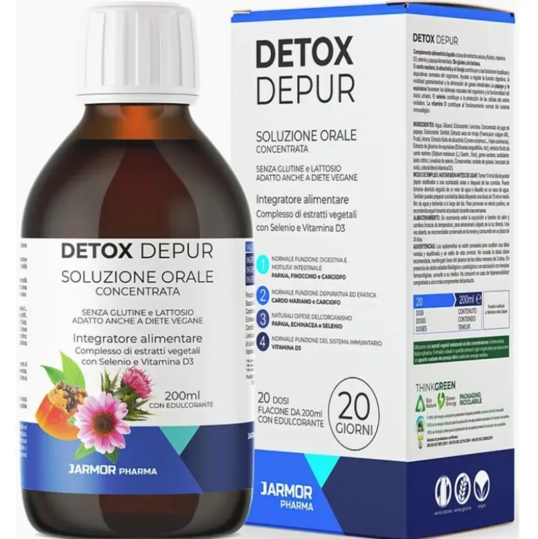 Jarmor Detox Depur Integratore Depurativo per Corpo Soluzione Orale 200ml
