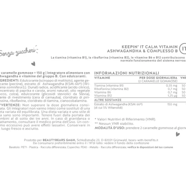 Keepin'It Calm Vitamin Integratore per Stress e Concentrazione45 Orsetti Gommosi