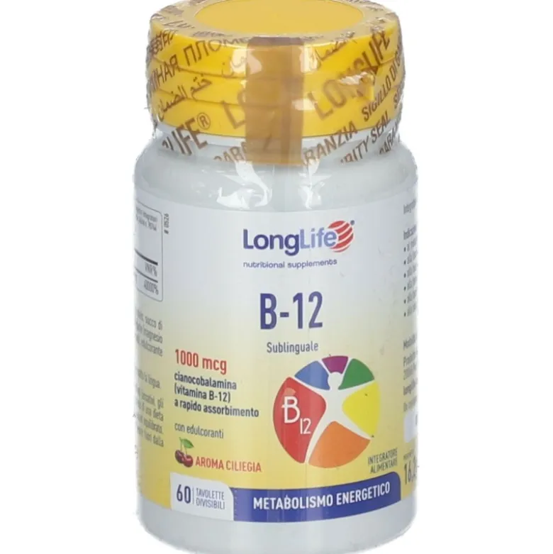 Longlife B12 1000mcg Integratore con Vitamina B 60 Tavolette