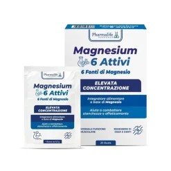 Magnesium 6 Attivi integratore per energia e muscoli 20 bustine da 6,5 g