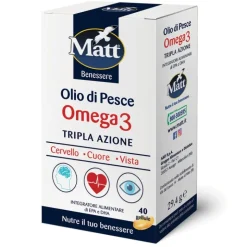 Matt Benessere Olio di Pesce Omega 3 per Benessere Cardiovascolare 40 Gellule