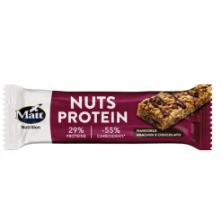 Matt Nuts Protein Barretta Arachidi/Cioccolato/Mandorle snack proteico per sportivi 38g