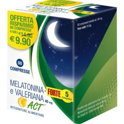 Melatonina Act + Forte 5 Complex e Valeriana Integratore 60 Compresse