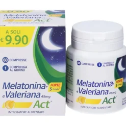 Melatonina Act + Forte 5 Complex e Valeriana Integratore 60 Compresse