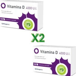 Metagenics Vitamina D 4000 U.I. per Ossa e Immunità 2 Confezioni da 168 Compresse Masticabili