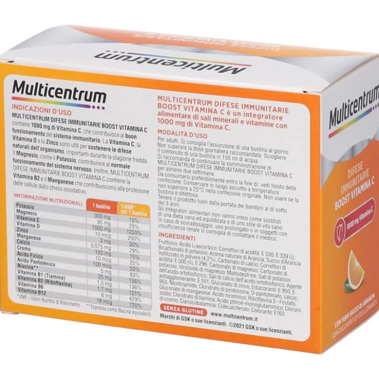 Multicentrum Difese Immunitarie Integratore di Vitamina C Formato Convenienza 28 Bustine