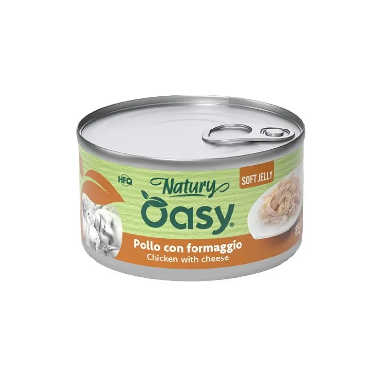 Oasy Wet Cat Natury Soft Jelly Pollo con Formaggio per Gatti Adulti 85g