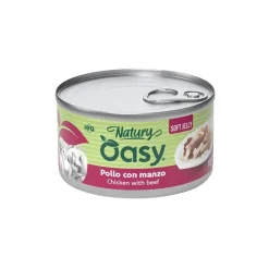 Oasy Wet Cat Natury Soft Jelly Pollo con Manzo per Gatti Adulti in Gelatina Lattina 85g