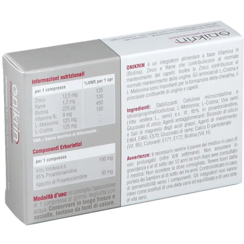 Onikrin Integratore per Capelli 30 Compresse