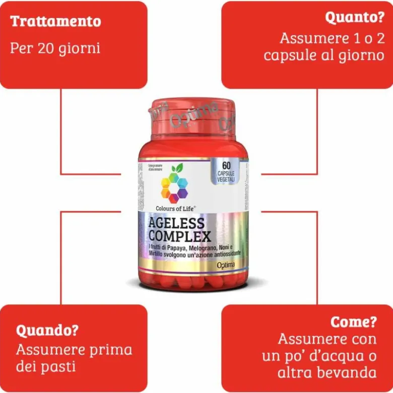 Optima Naturals Ageless Complex Integratore Antiossidante 60 Capsule Vegetali