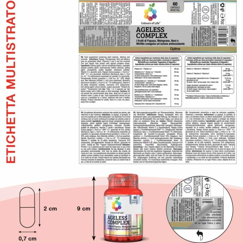 Optima Naturals Ageless Complex Integratore Antiossidante 60 Capsule Vegetali