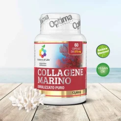 Optima Naturals Colours of Life Collagene Marino Idrolizzato Puro Integratore per Pelle e Ossa 60 Capsule