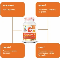 Optima Naturals Colours Of Life Vitamina C 500 Integratore di Vitamina C 120 Capsule
