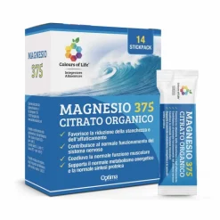 Optima Naturals Colours Of Life Magnesio 375 Integratore per Stanchezza 14 Stick