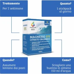 Optima Naturals Colours Of Life Magnesio 375 Integratore per Stanchezza 14 Stick