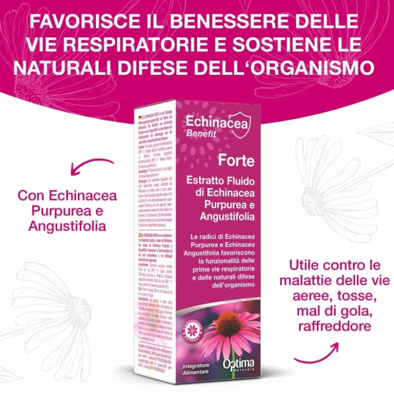 Optima Naturals Echinacea Estratto Forte Gocce Integratore Per Le Vie Respiratorie 50ml