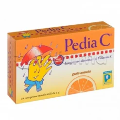 Pedia C Integratore per Bambini con Vitamina C Gusto Arancia 24 Compresse Masticabili