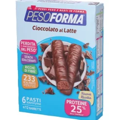 Pesoforma Barrette Cioccolato al Latte Sostituto Pasto 12 Pezzi per 6 Pasti
